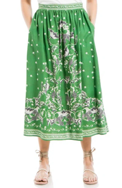 Max Studio Linen-blend Maxi Skirt In Green