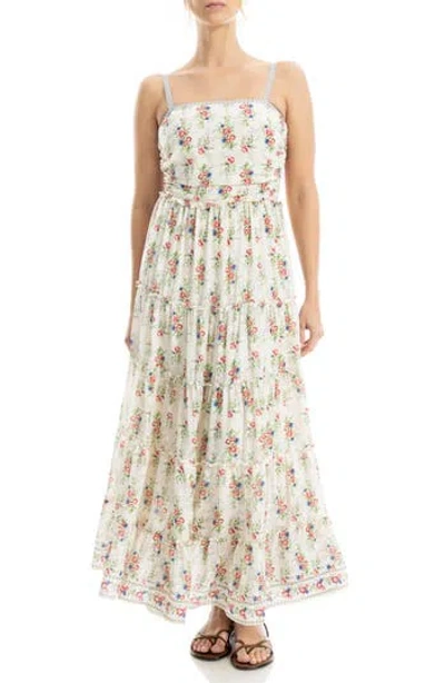 Max Studio Floral Print Maxi Dress In Neutral