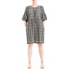 Max Studio Floral Puff Sleeve Shift Dress In Crm/blk Linum Flrl