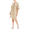 Max Studio Floral Puff Sleeve Shift Dress In Crm/rose Glrsa Dahls