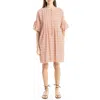 Max Studio Floral Puff Sleeve Shift Dress In Red/crimsom Geo