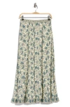 Max Studio Floral Pull-on Maxi Skirt In Green