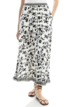 Max Studio A-line Midi Skirt In Off White/black Silhoiette