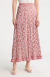 Max Studio Floral Pull-on Maxi Skirt In Purple