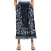 Max Studio Floral Pull-on Skirt In Blue