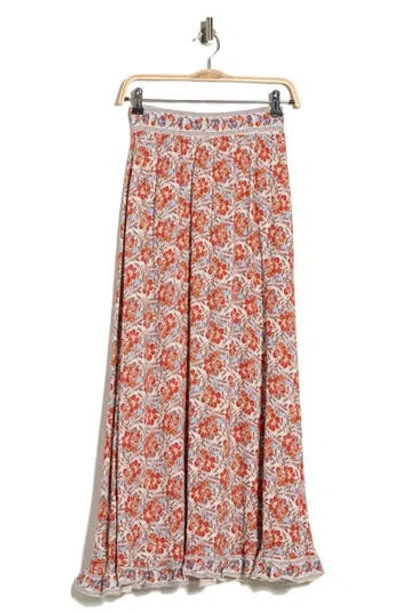 Max Studio Floral Pull-on Maxi Skirt In Pink