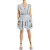 Max Studio Floral Ruffle Minidress In Gray