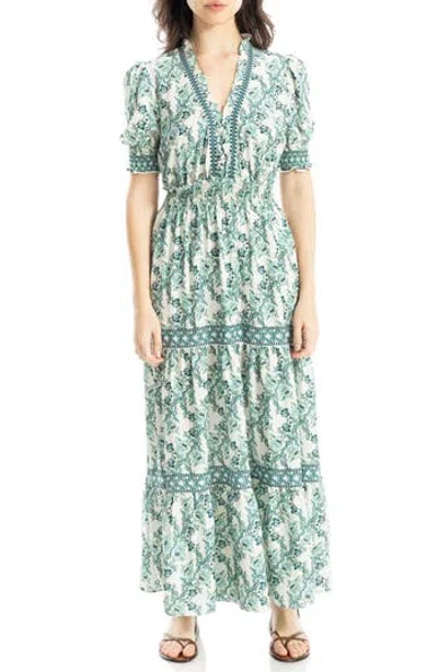 Max Studio Floral Short Sleeve Tiered Maxi Dress