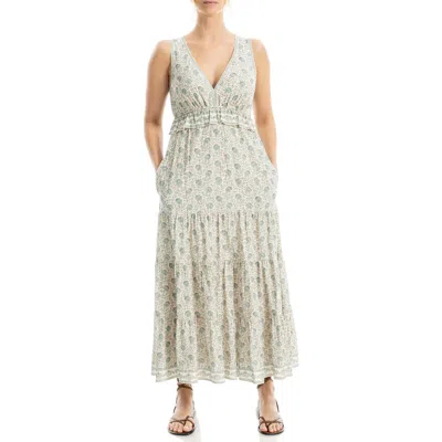 Max Studio Floral Sleeveless Maxi Dress In Gray