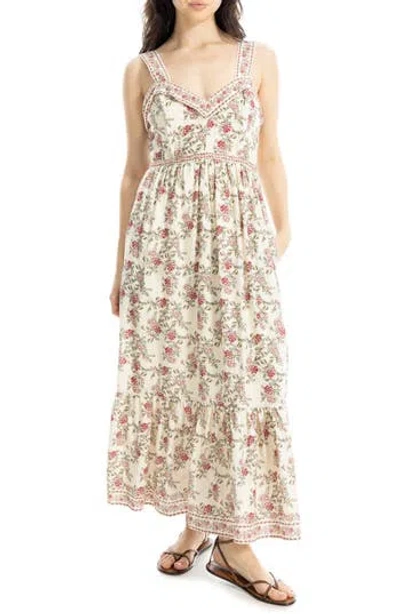 Max Studio Floral Sleeveless Sweetheart Neck Maxi Dress In Multi