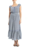Max Studio Floral Smocked Maxi Dress In Navy Blue Print