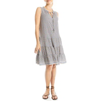 Max Studio Floral Split Neck Tiered Dress In Multi
