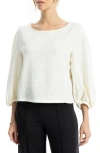 Max Studio Floral Textured Balloon Sleeve Top In Natural