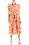 Max Studio Floral Tie Front Shirtdress In Tngrn Trio Leaf