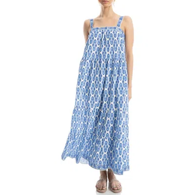 Max Studio Floral Tiered Cotton Blend Maxi Dress