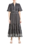 Max Studio Floral Tiered Maxi Dress In Black/cream Med Dutch Borders