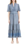 Max Studio Floral Tiered Maxi Dress In Blue