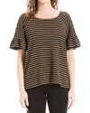 Max Studio Stripe Flutter Sleeve Top