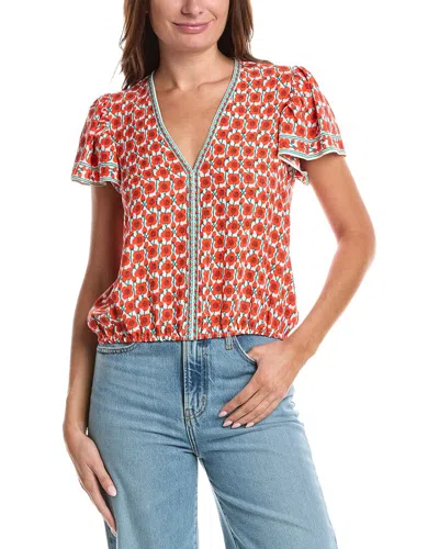 Max Studio Flutter Sleeve Bubble Hem Blouse In Multi