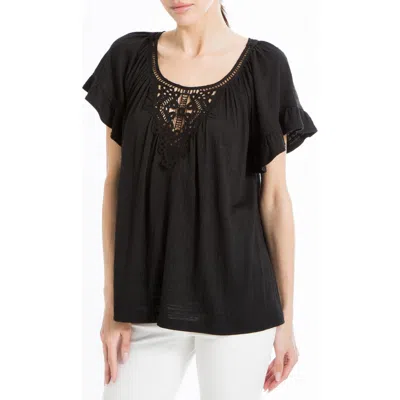MAX STUDIO MAX STUDIO FLUTTER SLEEVE CROCHET TOP