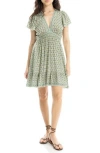 Max Studio Flutter Sleeve Dress In Neutral