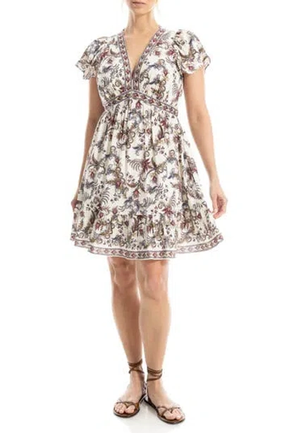 Max Studio Flutter Sleeve Dress In Gray
