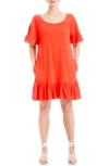 Max Studio Flutter Sleeve Dress In Papaya