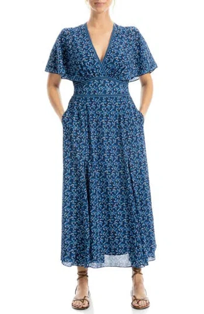 Max Studio Flutter Sleeve Empire Waist Maxi Dress