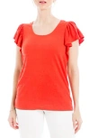 Max Studio Flutter Sleeve Jersey Crinkle Top