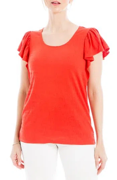 Max Studio Flutter Sleeve Jersey Crinkle Top