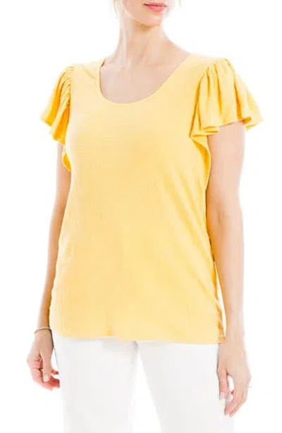 Max Studio Flutter Sleeve Jersey Crinkle Top