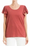Max Studio Flutter Sleeve Jersey Crinkle Top In Marsala