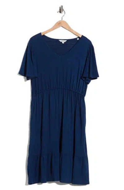 Max Studio Flutter Sleeve Knit Dress In Blue