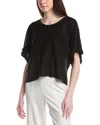 Max Studio Flutter Sleeve Linen-blend Top In Black