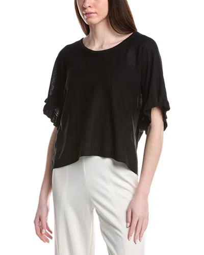 MAX STUDIO MAX STUDIO FLUTTER SLEEVE LINEN-BLEND TOP