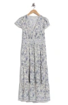 Max Studio Flutter Sleeve Maxi Dress In Blue