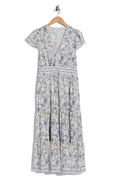 Max Studio Flutter Sleeve Maxi Dress In Blue