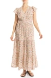 Max Studio Flutter Sleeve Maxi Dress In Neutral