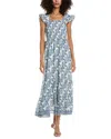 Max Studio Flutter Sleeve Maxi Dress In Blue