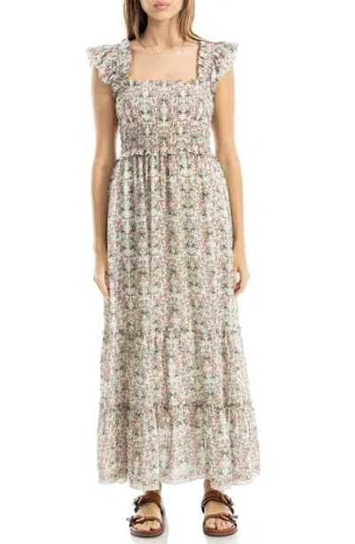 Max Studio Flutter Sleeve Maxi Dress In Multi