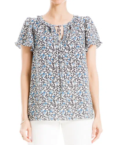 MAX STUDIO FLUTTER SLEEVE RUFFLE DETAIL V-NECK BLOUSE