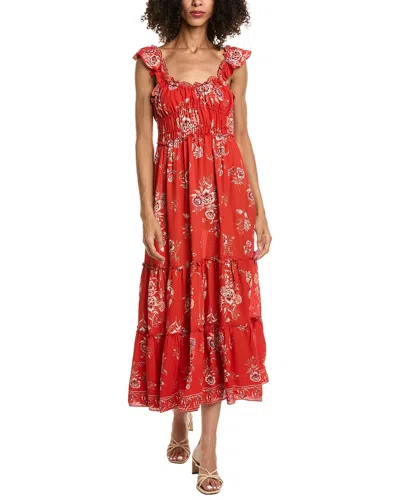 Max Studio Flutter Sleeve Sweetheart Neck Maxi Dress In Red