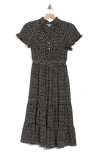 Max Studio Flutter Sleeve Tiered Maxi Dress