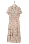 Max Studio Flutter Sleeve Tiered Maxi Dress