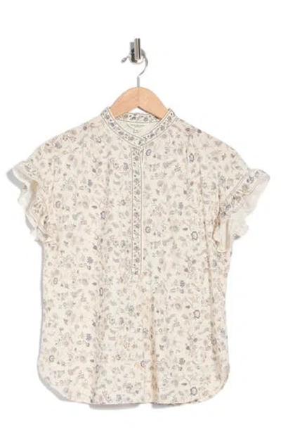 Max Studio Flutter Sleeve Top In Multi