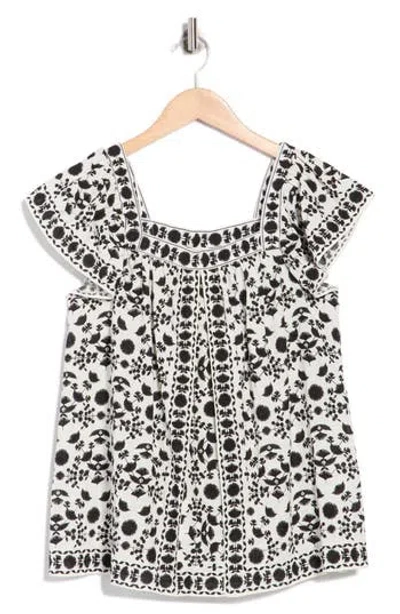 Max Studio Flutter Sleeve Top In Black