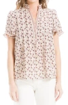 Max Studio Flutter Sleeve Top In Blush/mocha Leaves