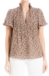 Max Studio Flutter Sleeve Top In Chestnut/cream Paisley