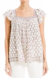 Max Studio Flutter Sleeve Top In Cream/wreath
