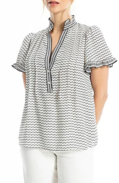 Max Studio Flutter Sleeve Top In Multi
